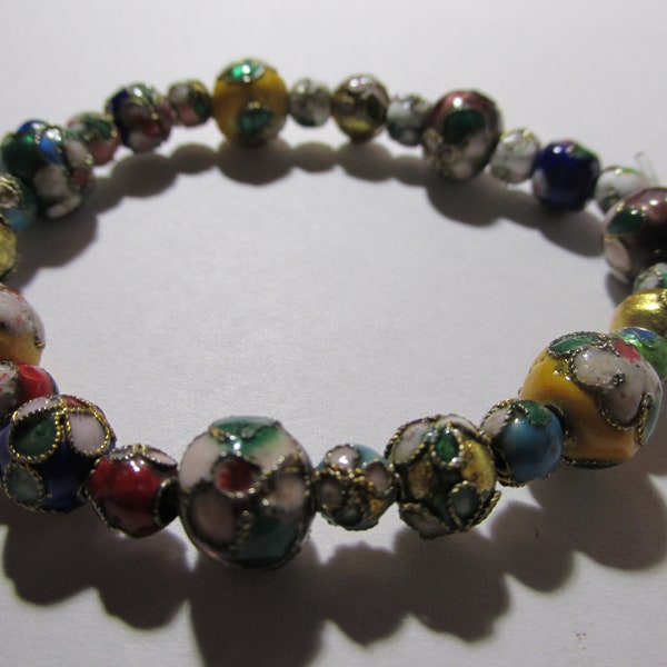 Multi Color Vintage Cloisonne Bead Expandable Bracelet