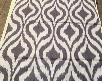 Gray ogee 22 inch wide uzbek ikat cotton fabric Gray ogee handwoven 100/% cotton fabric by the yard SKU 22C014