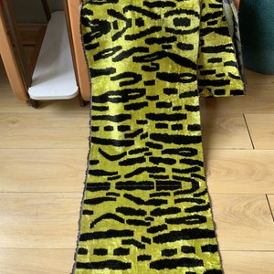 Traditional UzbekHandwoven Tiger Spots Velvet Ikat Fabric: Gold  Black Colors