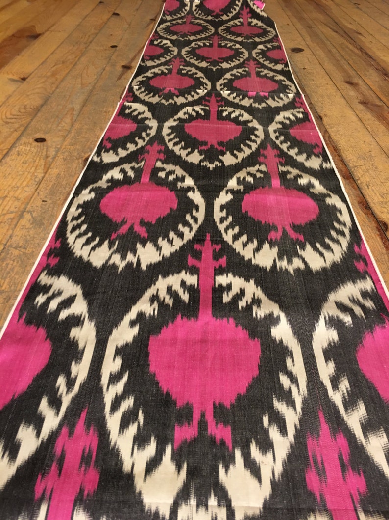 Ethnic pomegranate adras fabric Magenta Pink silk ikat atlas | Etsy