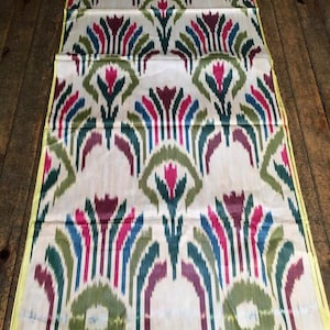 Flower Cotton ikat kimono Fabric | Palmette Design handmade asian uzbek ikat Fabric - SKU 22C004