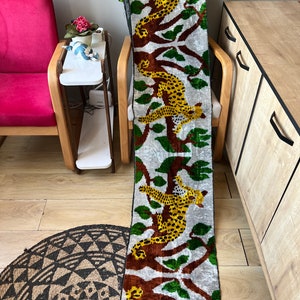 Handmade Silk Velvet Ikat Fabric: Gold Brown Panther Print