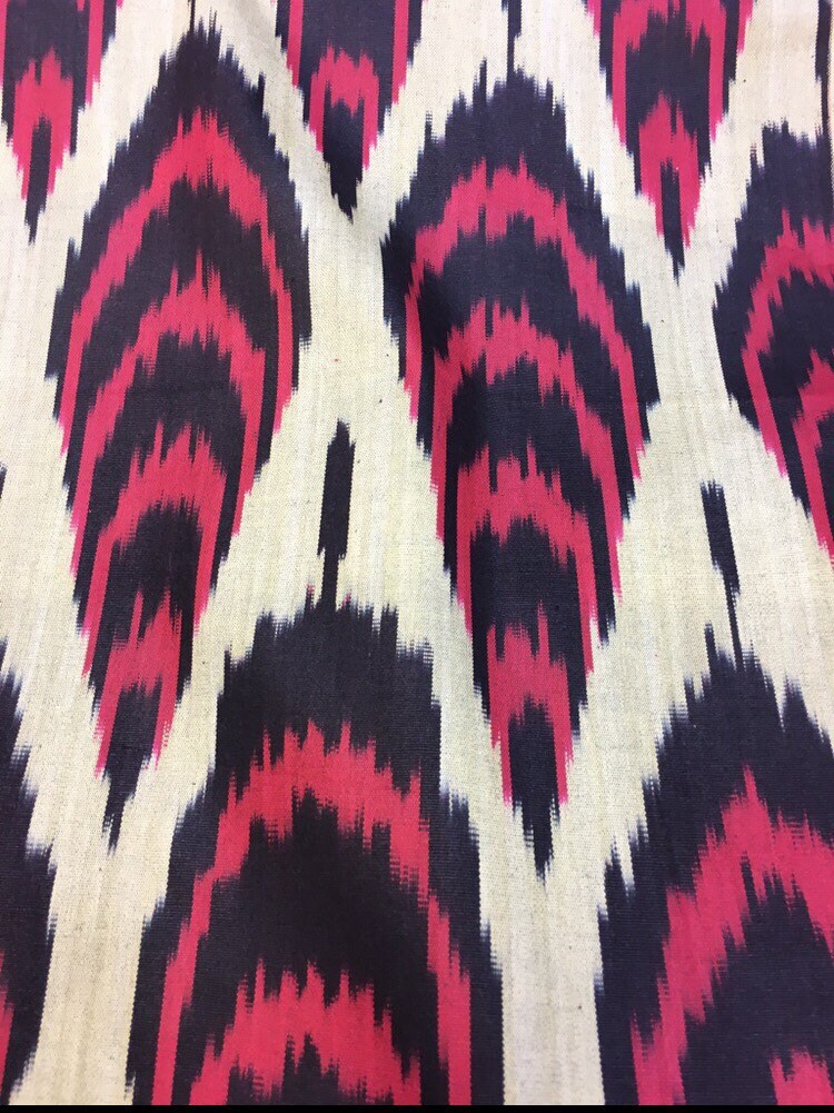 Drop Pattern Woven Cotton Fabric Maroon Black Uzbek - Etsy