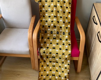 Handwoven Golden Velvet Silk Ikat Fabric: Traditional Uzbek Handcrafted Dots Textile
