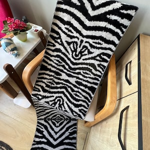 Black zebra crossing ikat velvet fabric, Handmade uzbek silk velvet ikat fabric by the yard - SKU 16V184