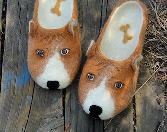 Dogs Pit Bull slippers, Staffordshire Terrier, Bulldog, Pitbull wool shoes, felted animals, American Bully, Staff, any breed dog, man, women