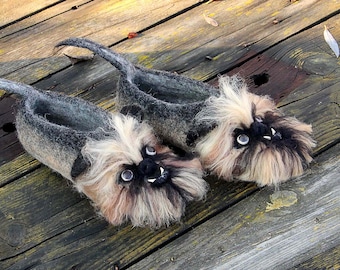 Dogs Brussels Griffon custom slippers, Griffon Bruxellois wool shoes, felted Belgian Shepherd, Griffon Belge, Petit Brabançon any breed dog