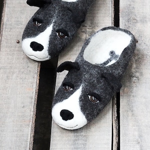 Black dog slippers best sale