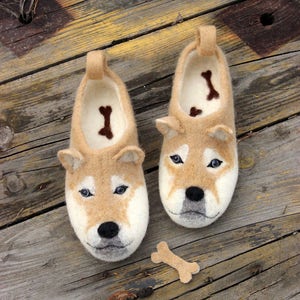 Shiba Inu dogs slippers handmade felted
