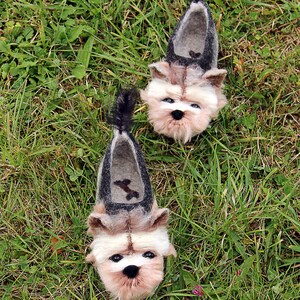 Yorkshire Terrier custom felted dog slippers, personalized, wool, mini dog toy shoes, felt, flat slippers, home, felting, dog lovers gift image 5