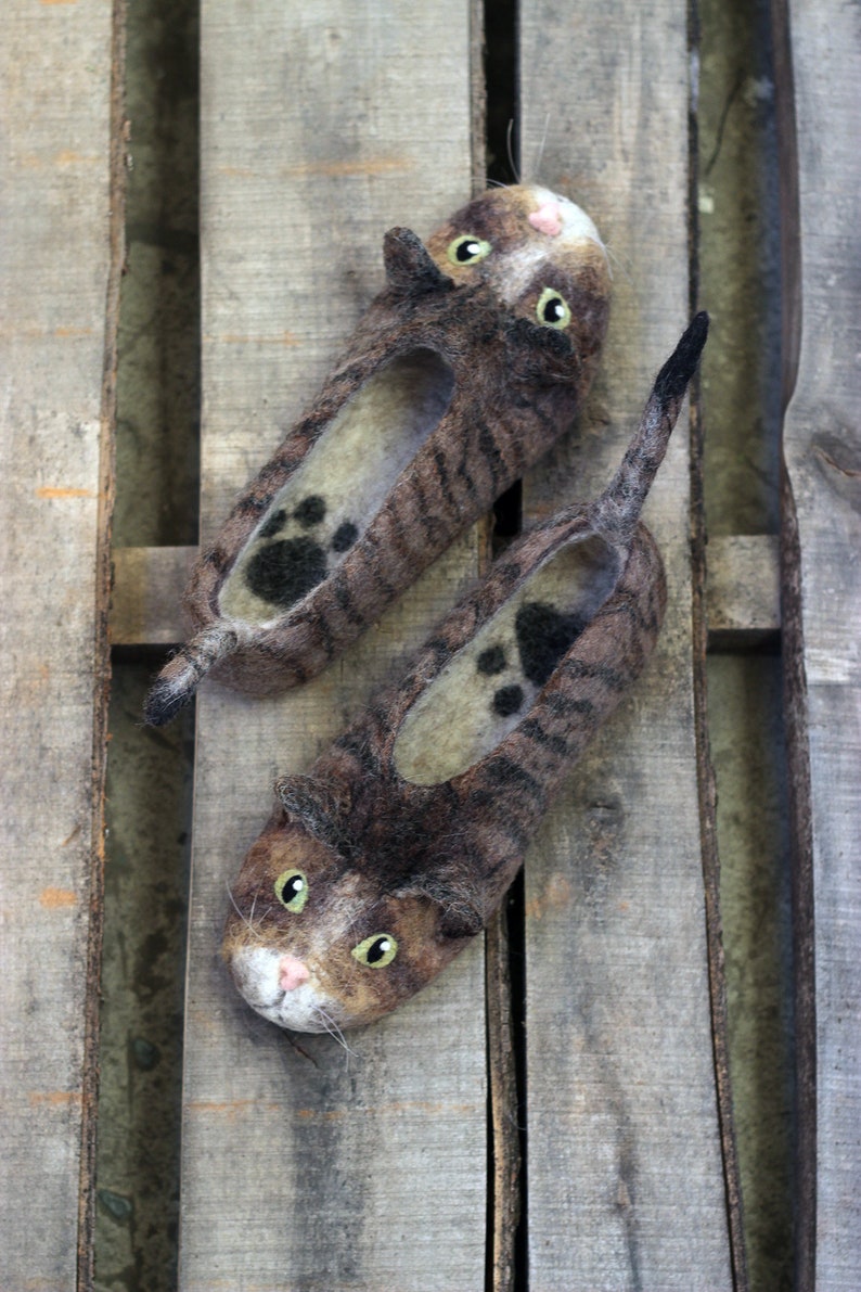 Premium Tabby Cat Slippers Mackerel Stripped Wild Cats Etsy