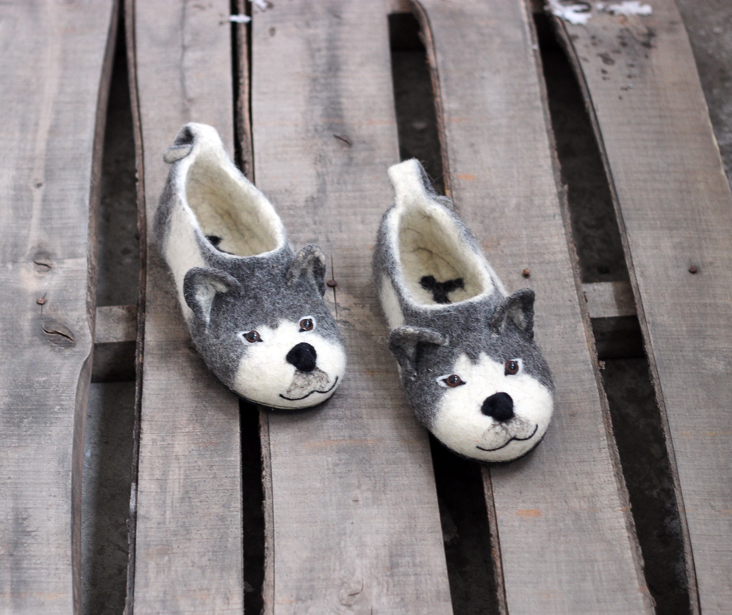 Husky dog puppies slippers by photo personalized Malamute | Etsy