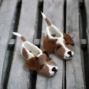 Jack Russel terrier dog wool slippers
