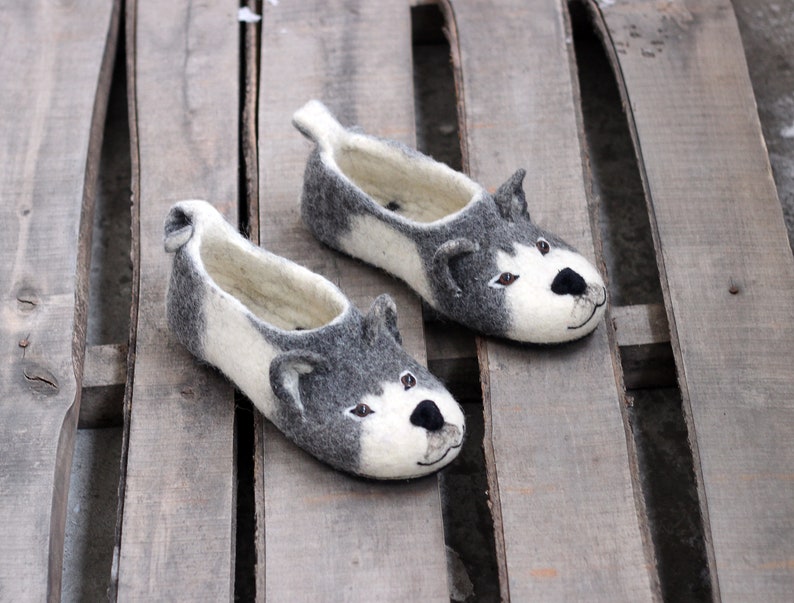 Husky Dog Puppies Slippers by Photo Personalized Malamute - Etsy