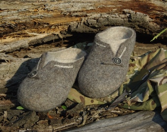 Handmade wool felted slippers for man