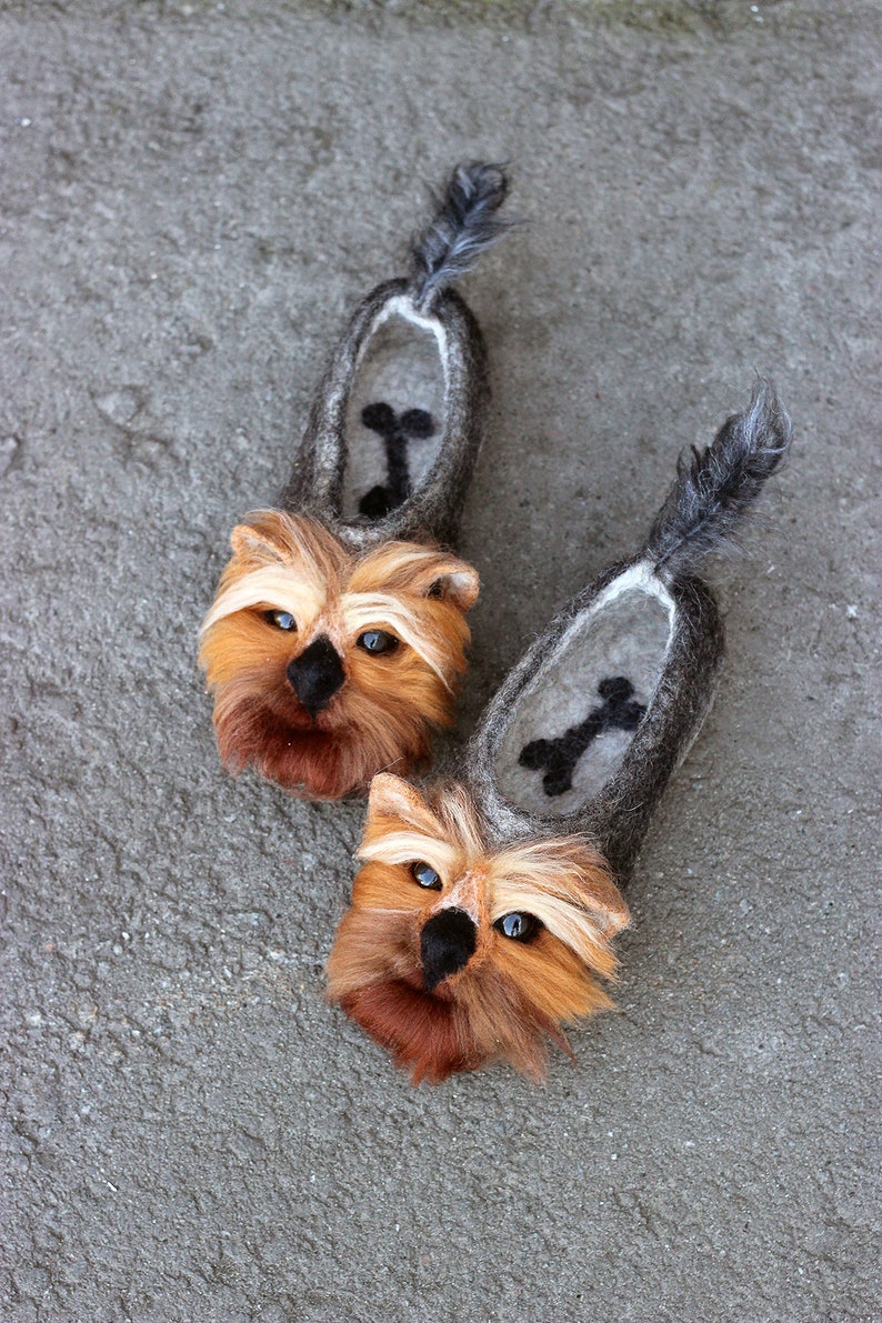 York Terrier premium custom dog slippers felted Yorkshire Etsy