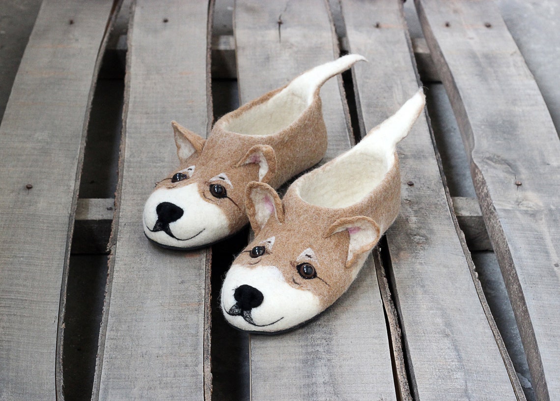 Premium Welsh Dog Slippers Handmade Wool Shoes Toy Etsy UK