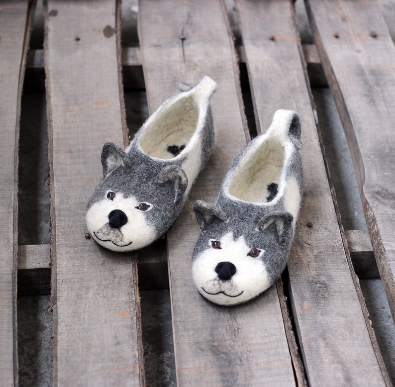 Husky Dog Puppies Slippers by Photo Personalized Malamute - Etsy
