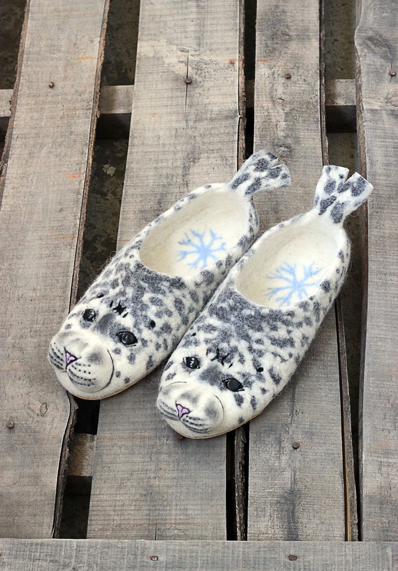 Seal Slippers Handmade Custom Wool Felted Shoes Sea Mammals - Etsy