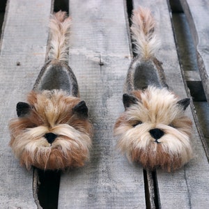 Premium York Terrier custom dog slippers, felted Yorkshire, personalized, wool, mini dog toy shoes, felt, flat slippers, home, felting image 3