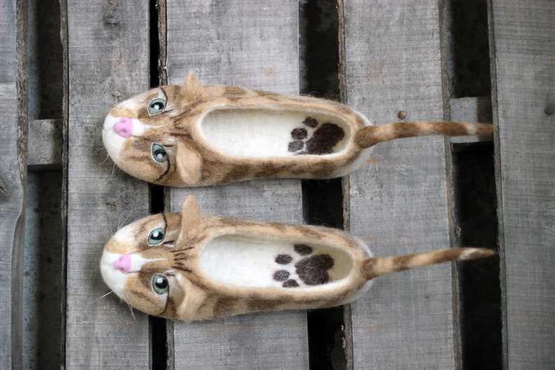 Premium Swirled Red Cats Slippers Tabby / Striped Cat Etsy