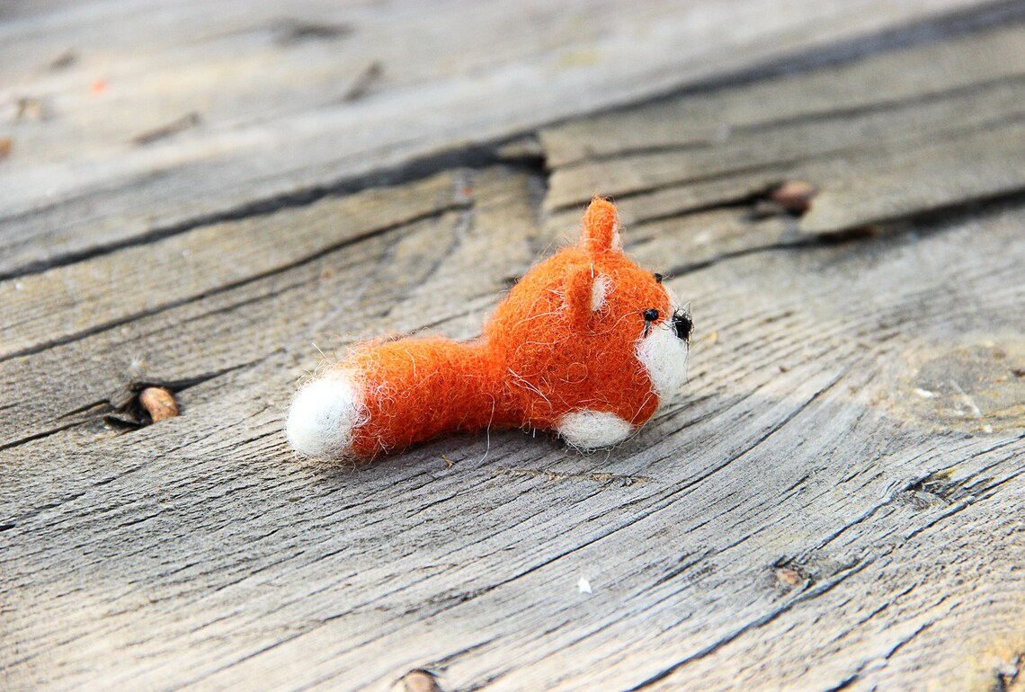 Miniature fox wool felted dollhouse animal mini toy. Etsy