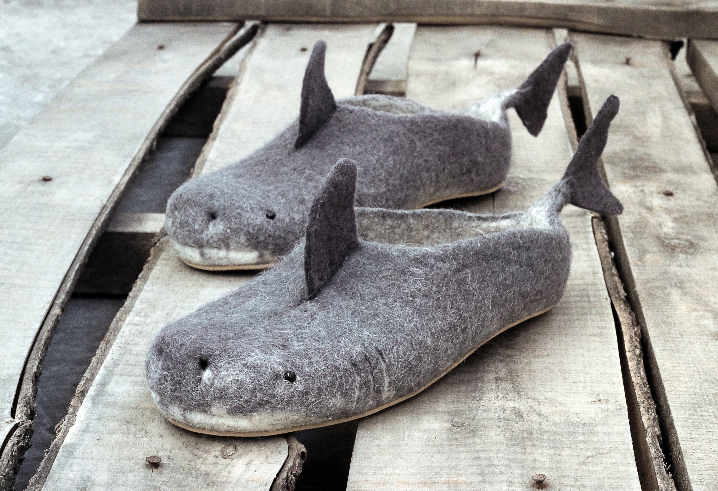 White Shark Slippers Handmade Custom Wool Felted Shoes Sea Etsy UK