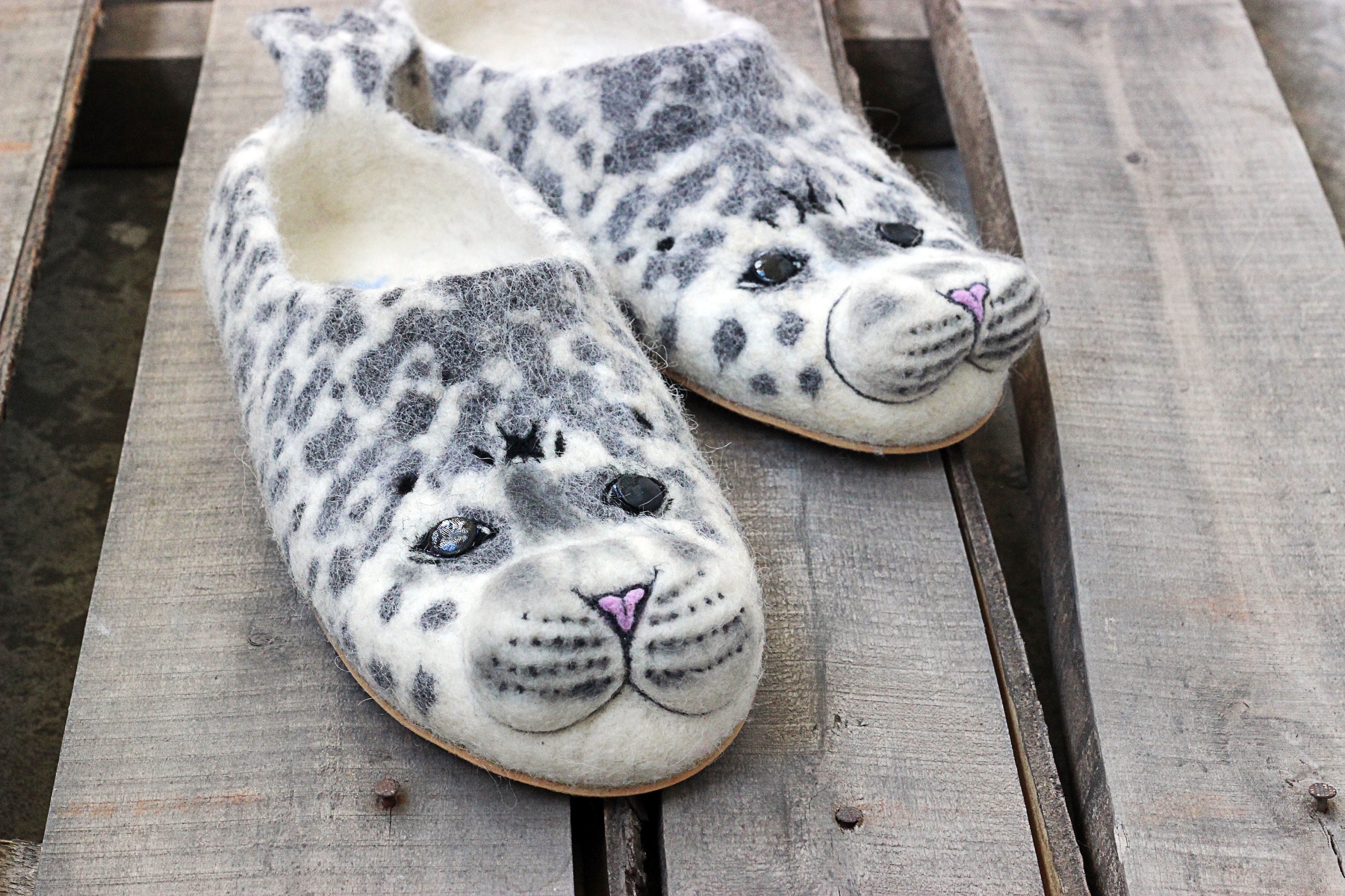 Seal slippers handmade custom wool felted shoes sea mammals Etsy
