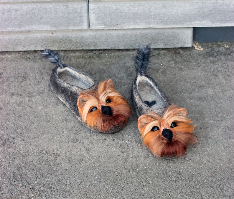 York Terrier premium custom dog slippers felted Yorkshire Etsy