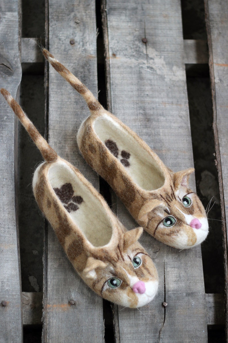 Premium Swirled Red Cats Slippers Tabby / Striped Cat Etsy
