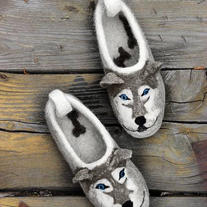 Dogs Husky Slippers Handmade Eco Wool Flat Shoes/toy - Etsy