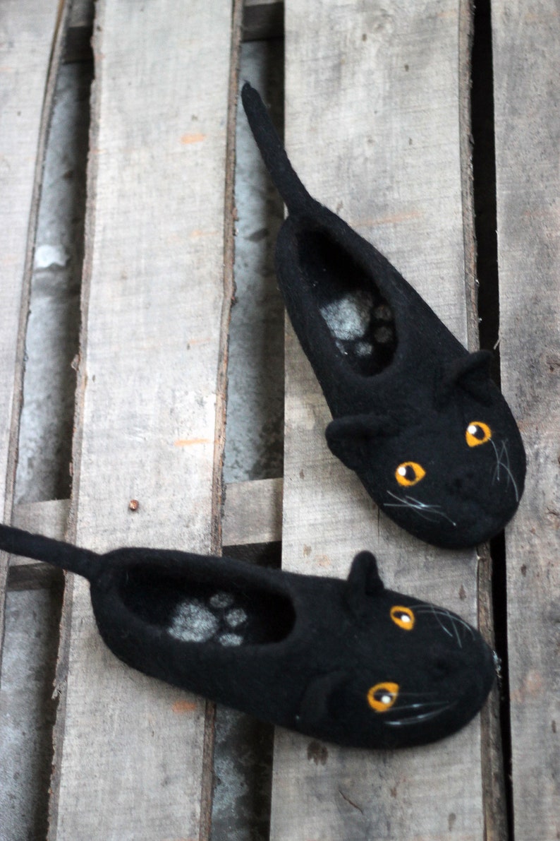 Mystic Black Cat Slippers Bombay Cat Personalized Slippers Etsy