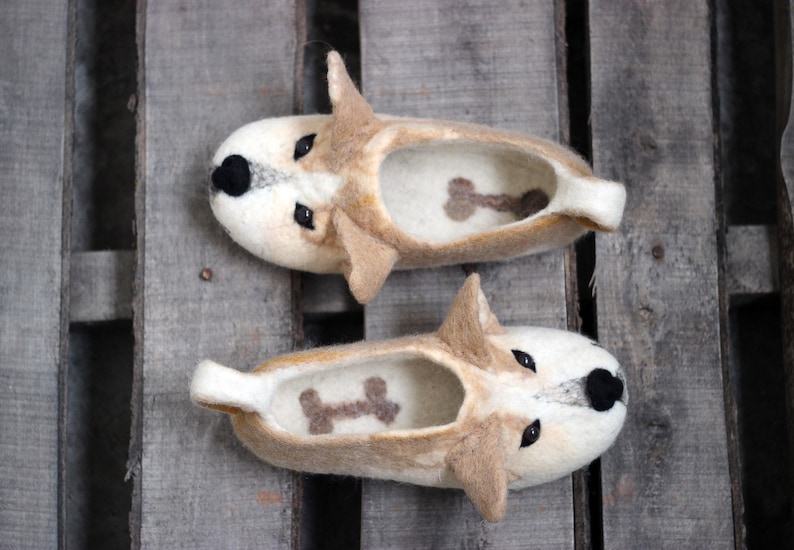 Dog Welsh Slippers Handmade Wool Shoes Toy Etsy