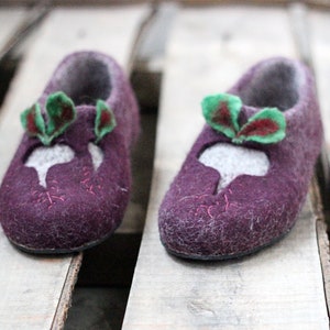 Vegan Beetroot Wool Felted Slippers Personalized Custom Wool - Etsy