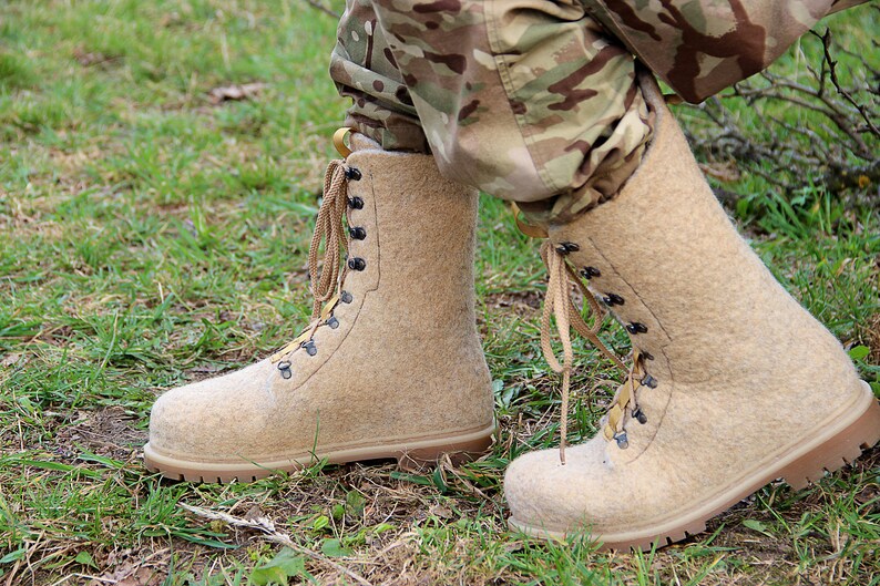 Military tactical boots wool felted laced snow boots Etsy