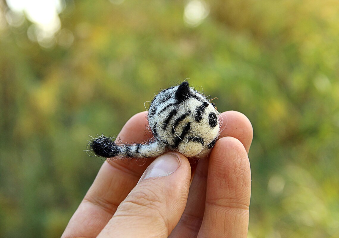 Miniature zebra wool felted dollhouse animal mini toy. Etsy