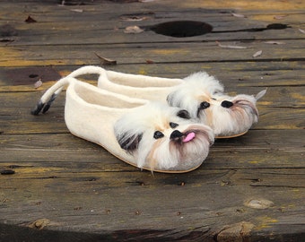 York terrier wool felted dog slippers