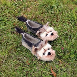 Yorkshire Terrier custom felted dog slippers, personalized, wool, mini dog toy shoes, felt, flat slippers, home, felting, dog lovers gift image 4