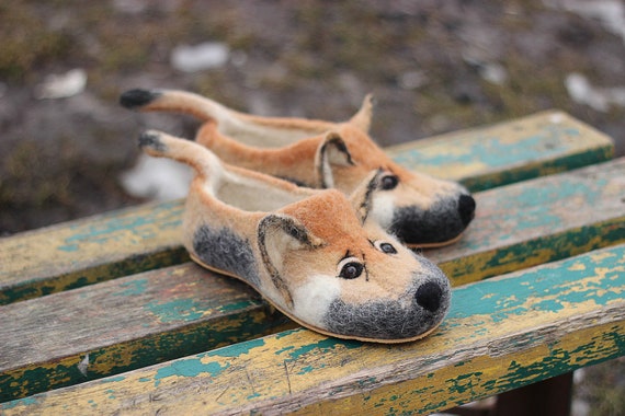 German Shepherd Dogs Slippers Any Breed Custom Personalized Wool Felted Flat Shoes toy Puppy Felting Animals Gift Alsatian Wolf Etsy