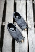 Mole videogame stylized woman, man slippers, custom shoes, felted, personalized, natural wool girl clogs, shoes, christmas gift, moles product logo