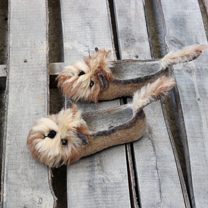 Premium York Terrier custom dog slippers, felted Yorkshire, personalized, wool, mini dog toy shoes, felt, flat slippers, home, felting image 8