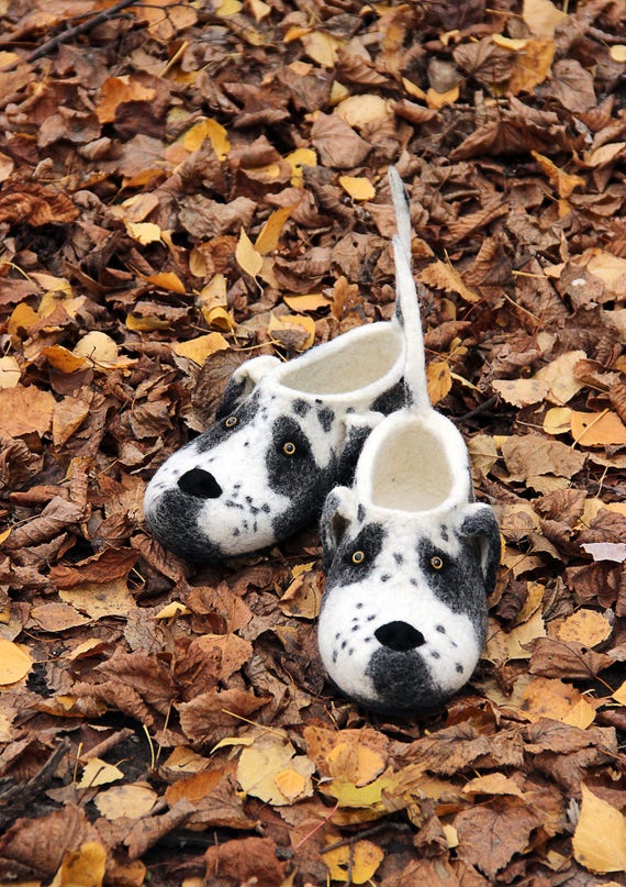 Great Dane Hunting Dog Slippers German Mastiff Wool Flat Shoes