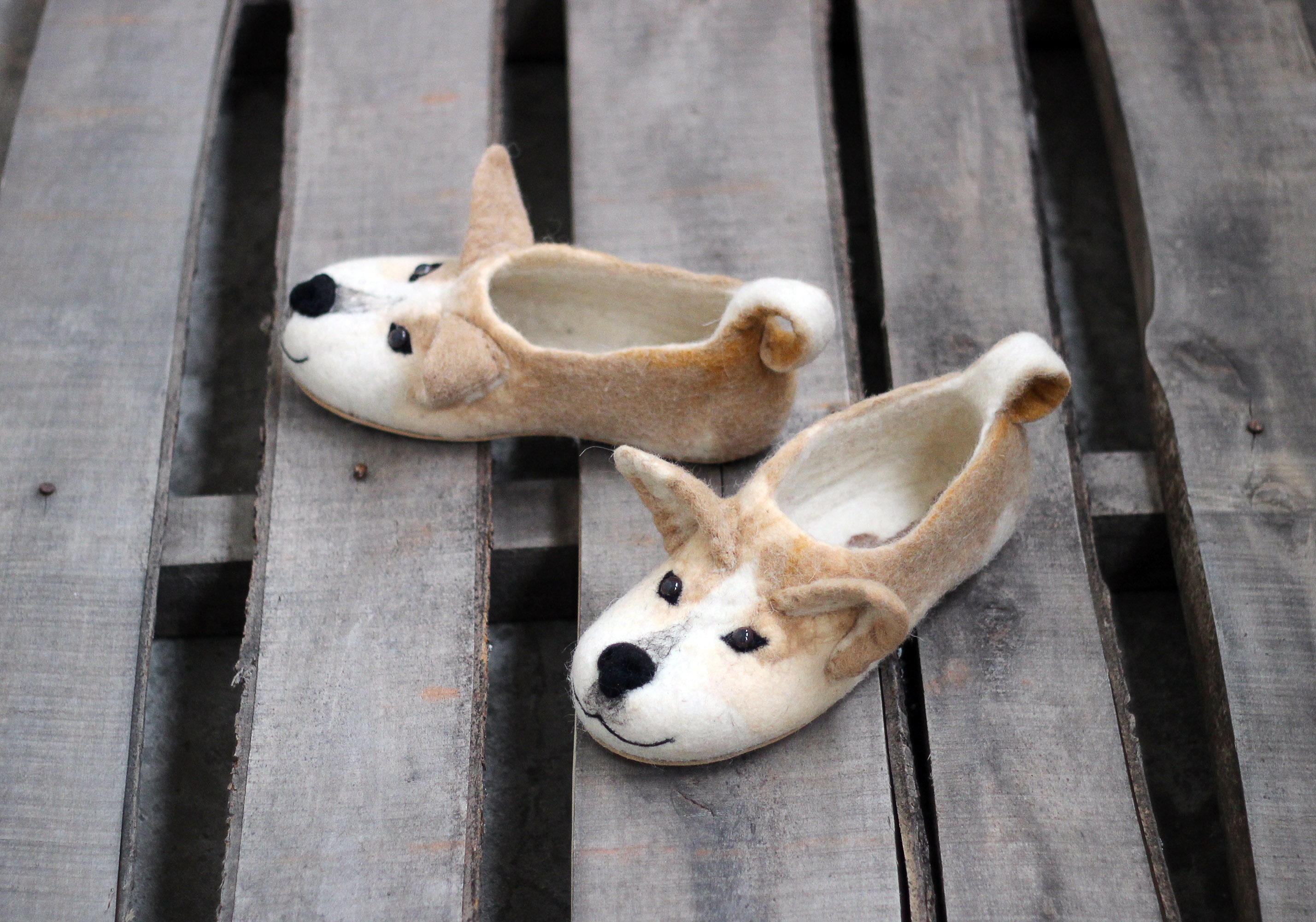 Dog Welsh Corgi slippers handmade wool shoes toy corgi | Etsy