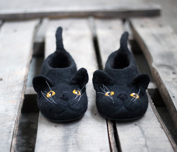 black cat slippers