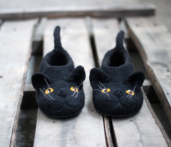 black cat slippers for adults