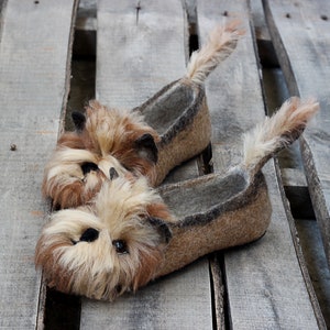 Premium York Terrier custom dog slippers, felted Yorkshire, personalized, wool, mini dog toy shoes, felt, flat slippers, home, felting image 2