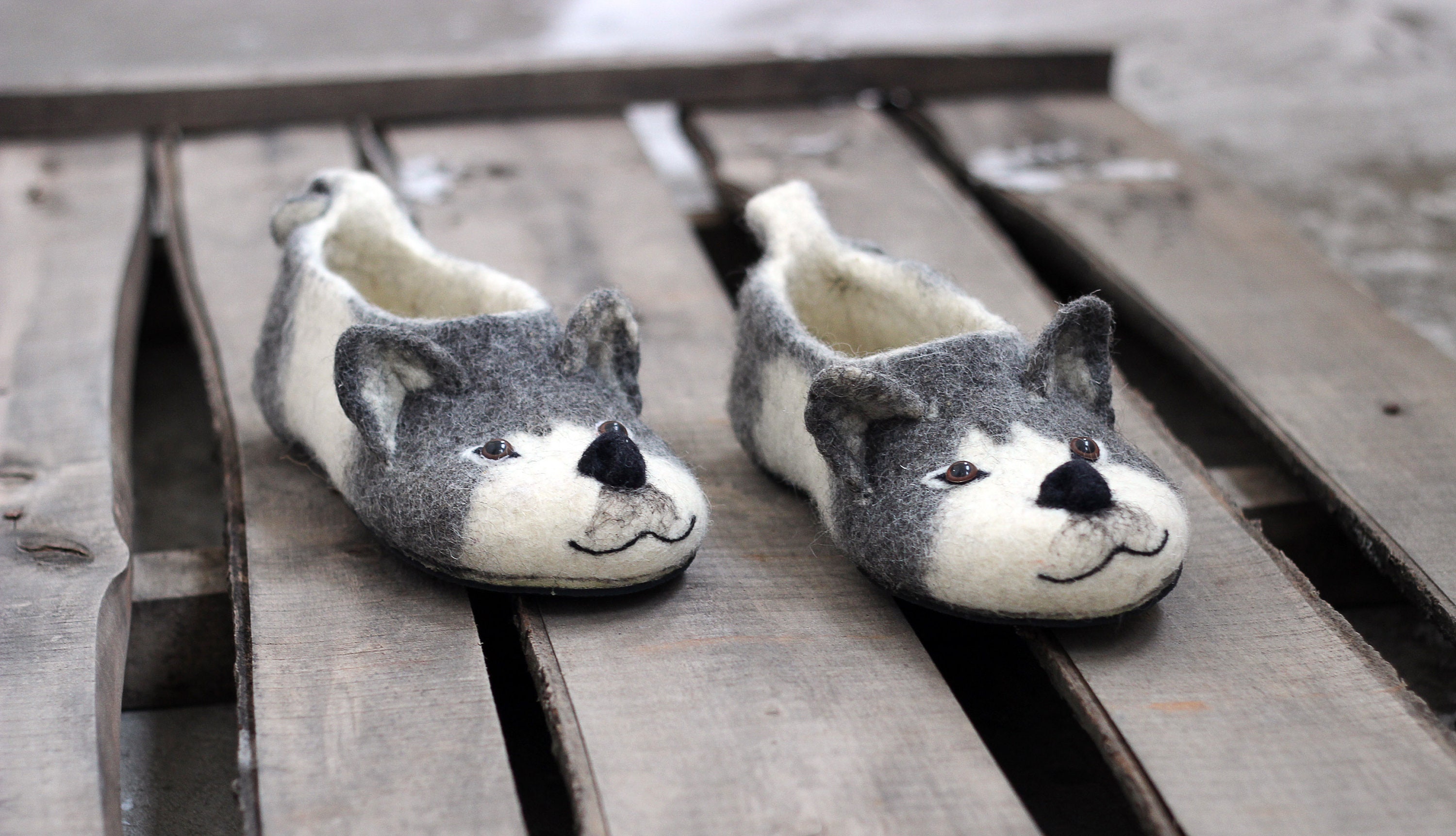 Husky dog puppies slippers by photo personalized Malamute | Etsy