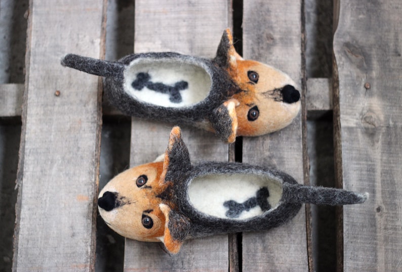 Welsh Dog Slippers Handmade Wool Shoes/toy Dogs Etsy