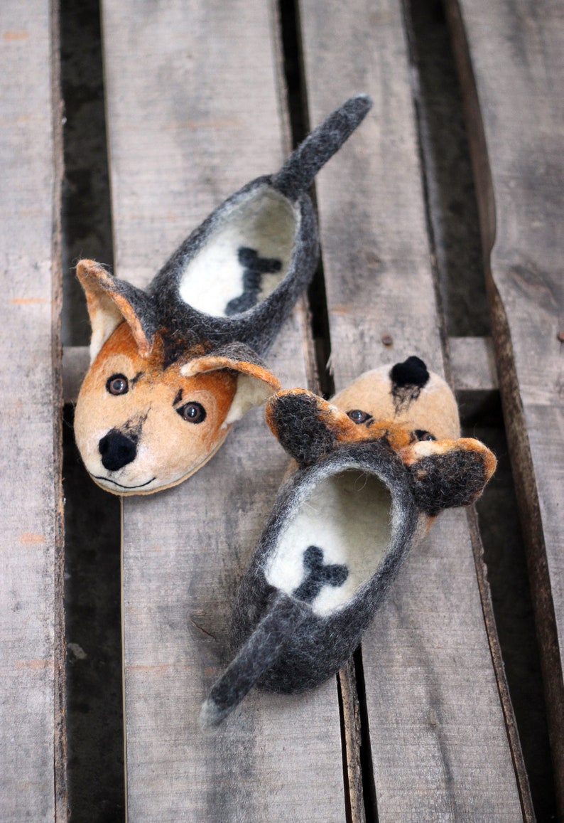 Welsh Dog Slippers Handmade Wool Shoes/toy Dogs Etsy