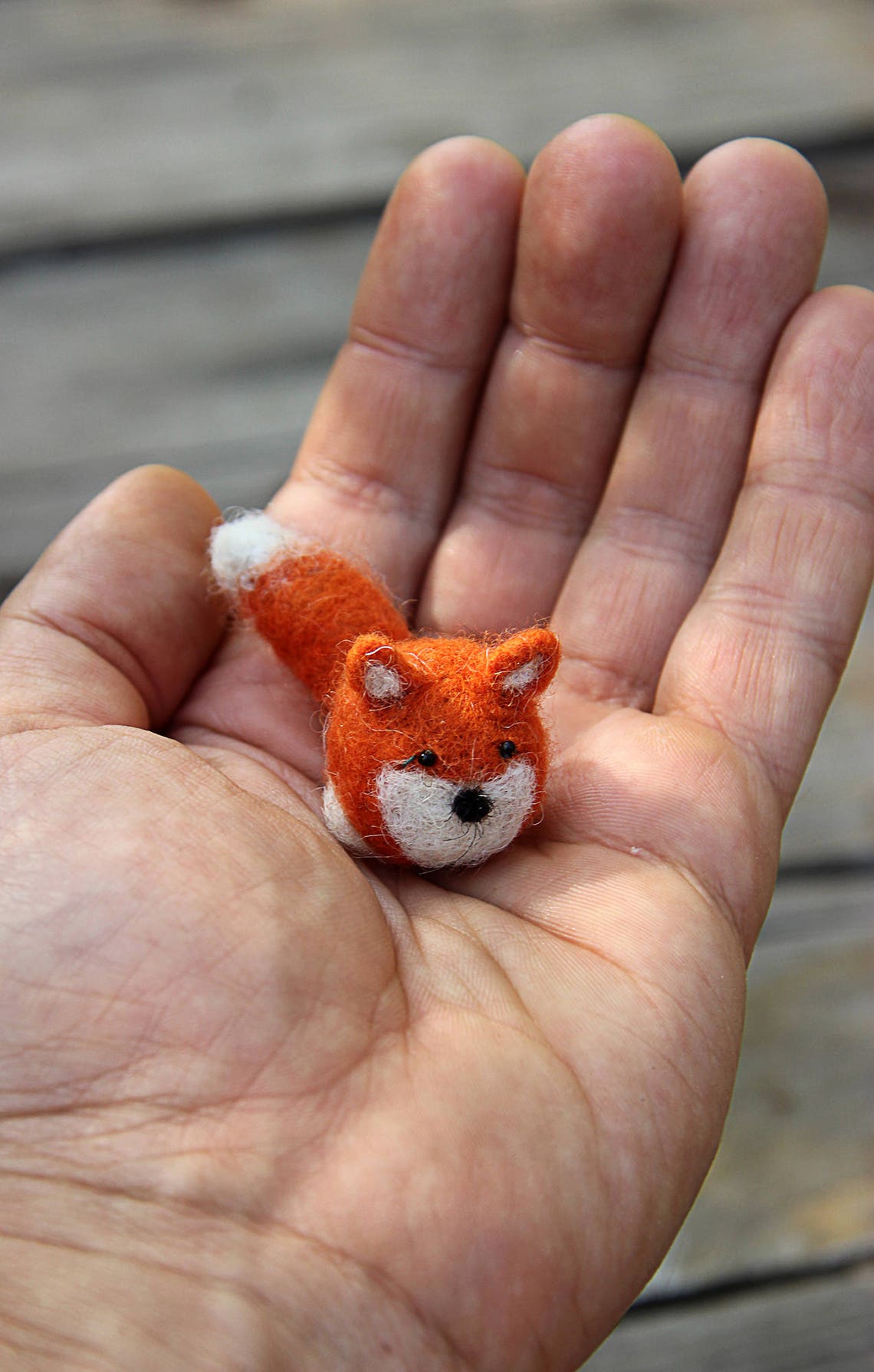 Miniature fox wool felted dollhouse animal mini toy. Etsy